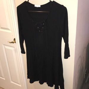 Little black lace up dress